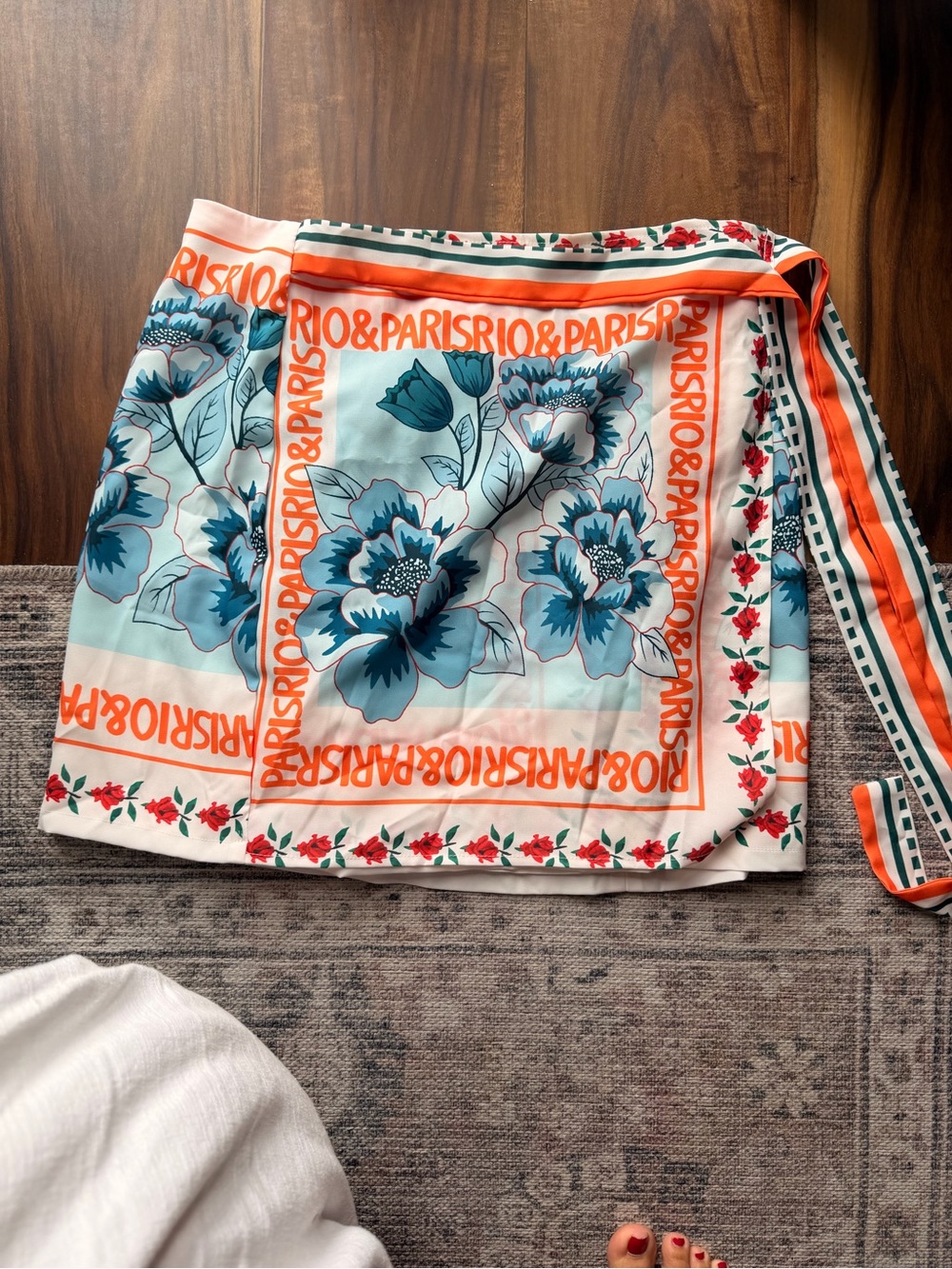 ParisRio Floral Wrap Skirt in Aqua & Orange